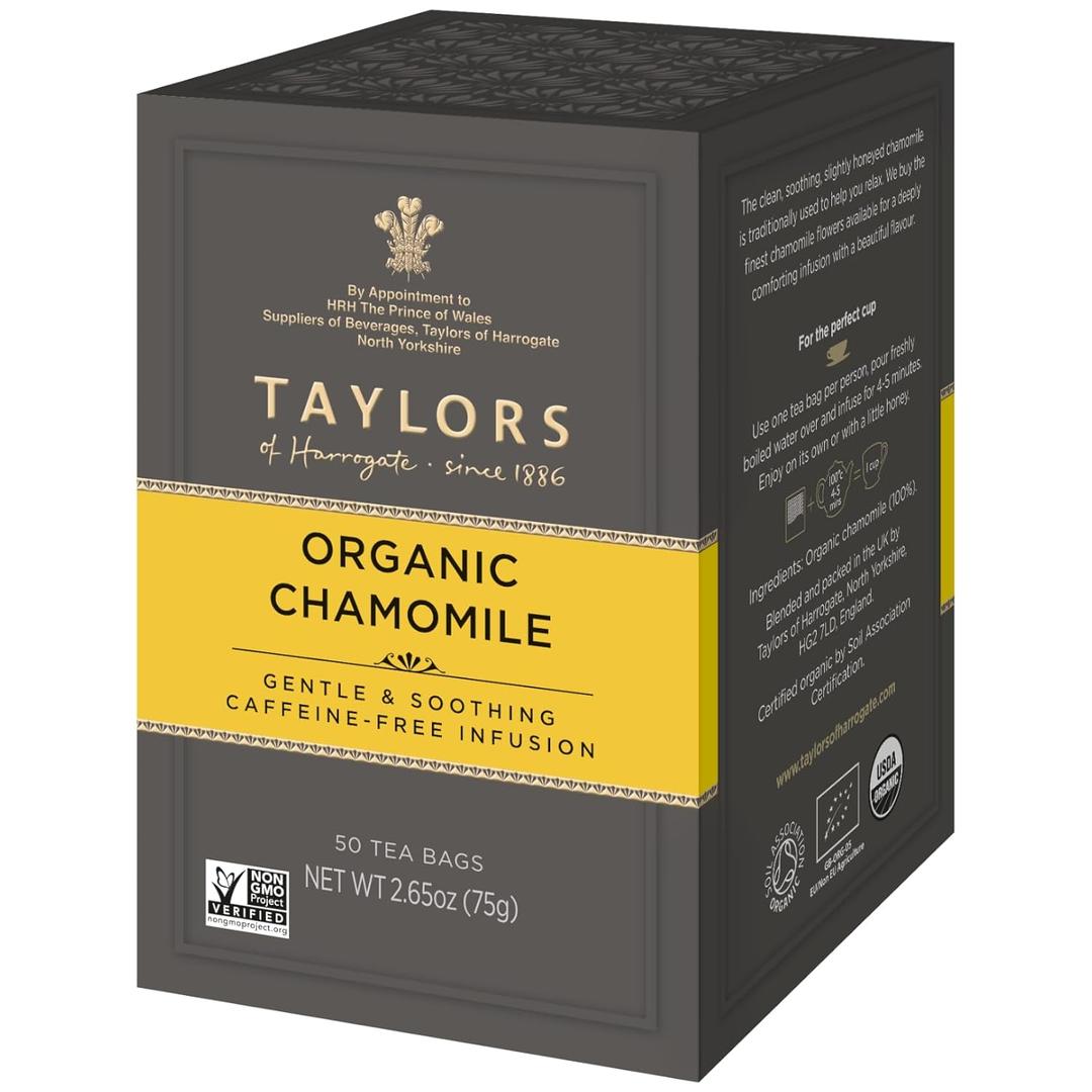 Taylors of Harrogate Organic Chamomile Herbal Tea, 50 Teabags (EXP 03/01/27)