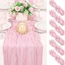 6 Pack 120 Inch Pink Cheesecloth Table Runner Boho Rustic Gauze Sheer Romantic 10 FT Long Cheese Cloth Table Runner for Bridal Baby Shower Wedding Party Birthday Holiday Home Easter Decor