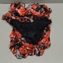 3 Piece Swimsuits for Women Sexy Leaf Print Bikini Set Mesh Cover Up Tropical Swimsuits XS-XXL (Large, Red Black)