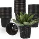 100 Packs Nursery Pots, 4 Inches Plastic Nursey Pots for Plants with Drainage Holes, Seed Starting Garden Pots of Flower Plant Container for Succulents, Transplanting (100, 4 Inch)