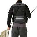 LACUEQUES Professional Adjustable Fly Fishing Vest for Men and Women – 10+ Pockets, Back Mesh Panel, Rod Holders, Reflective Strips, Hook & Float Storage, Grey - Pack of 2