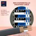 8/2 NM-B Nonmetallic with Ground Sheathed Cable Residential Indoor Wire (25ft)
