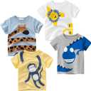 TABNIX Boys' 4-Pack Animal Short Sleeve Crewneck T-Shirts Top Tee  Toddler Boys' Value Pack Cotton T-Shirt (size 5T)