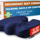 5 STARS UNITED Seat Cushion for Tailbone Pain Relief  Memory Foam Cushion for Coccyx, Hip, Hemorrhoid, Sciatica & Post-Surgery Recovery  Wheelchair, Car, Desk, Gaming & Office Chairs, D Blue
