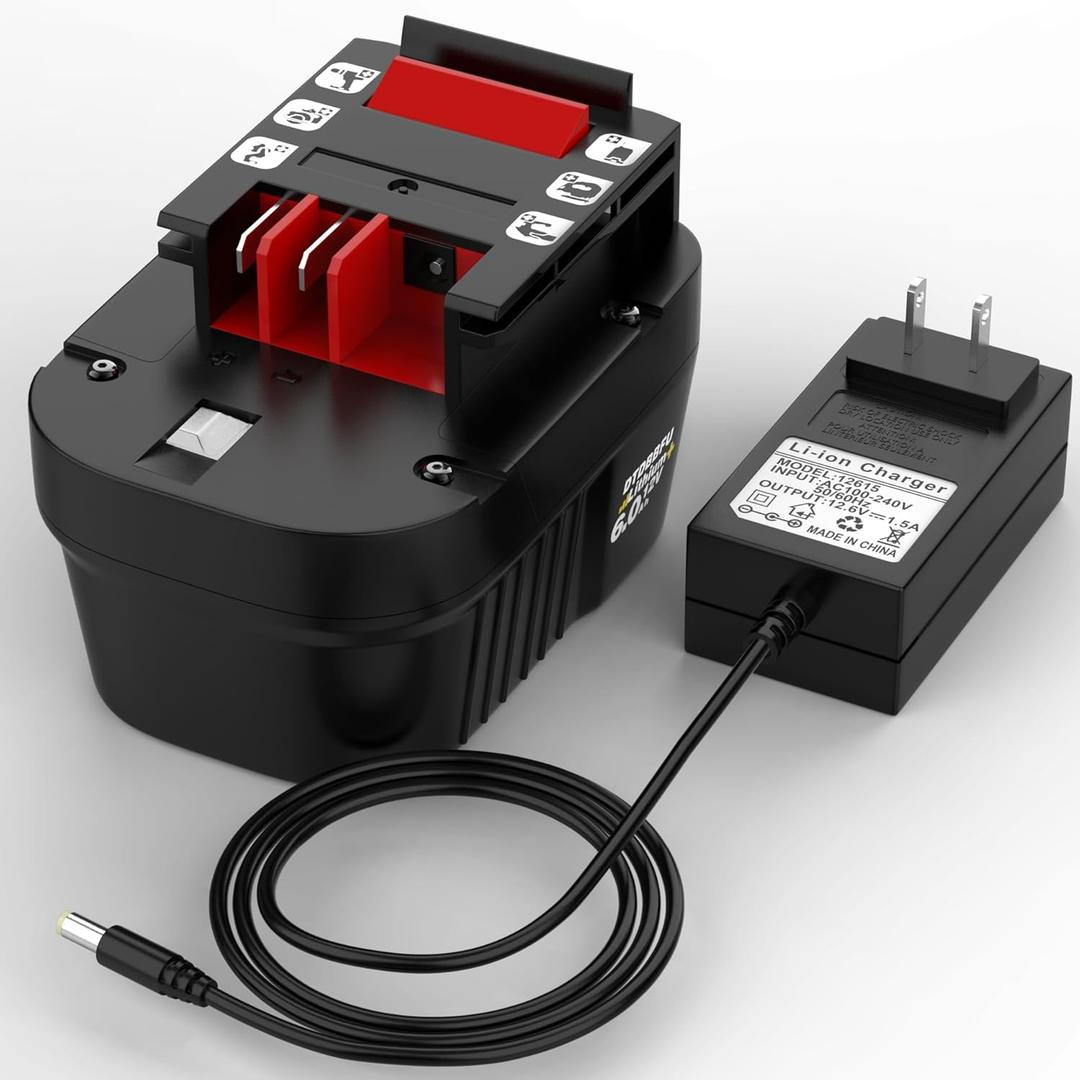 Black and Decker HPB12 12 Volt 6.0Ah Lithium Ion Replacement Battery Compatible with Black & Decker 12V Battery A12EX A1712 A12-XJ A12 FSB12 Firestorm FS120B,with a Fast Charger