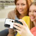 Phone Case for Samsung A03s, Glitter Star for Samsung Galaxy A03s Case Clear with Strap Chain, Shockproof Protective Cover Silicone Pink Slim Anti-Slip Drop Proof (Black)