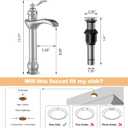 BWE Vessel Sink Faucet Waterfall Brushed Nickel with Pop Up Drain Assembly and Supply Hose Single-Handle Single Hole Bathroom Faucet Lavatory Mixer Tap Tall Body