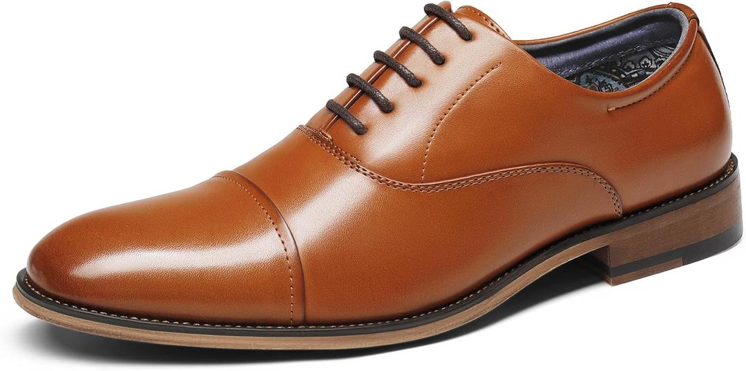 Bruno Marc Men's Lace Up Soft Cap-Toe Formal Dress Shoes (Brown) 10.5