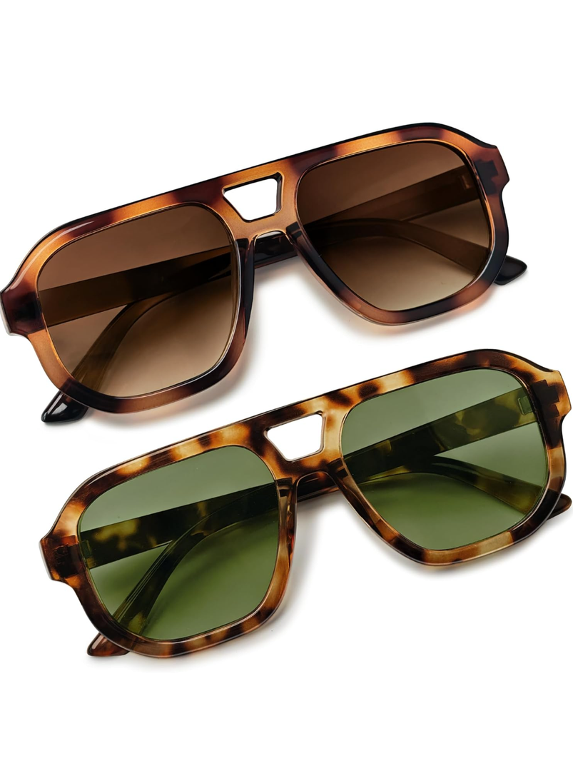 livho Trendy Polarized Square Aviator Sunglasses Women Men Square Eyewear Frame, Retro Sun Glasses for Women Men 2025 Shades
