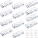 Tatuo 12 Pcs Cable Organizer with 120 Wire Ties, Clear Plastic Cord Charger Storage Box with Clear Lid for Home Office Desk Organization and Accessories