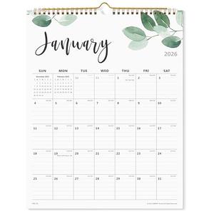 Cabbrix 2026 Year Monthly Wall Calendar, Runs from January 2026 to December 2026, Home Schooling Planner for Family and School, Wirebound, Large, 15 x 12 Inches