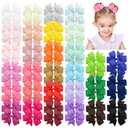 Choicbaby 60pcs 3 Inches Boutique Grosgrain Ribbon Pinwheel Hair Bows for Baby Girls, Toddler Bows Hair Clip Birthday Gifts In Pair