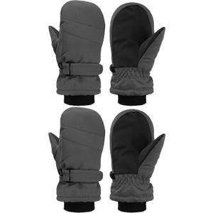 SATINIOR Kids Snow Mittens Waterproof Winter Ski Gloves Warm Thicken Snow Gloves for Girls Boys (5-8 Years, Carbon Ash)