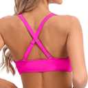 Womens Underwire Push Up Bikini Top Adjustable Wide Straps Cropped Tankini Swimsuit Top Only (Pink, L)