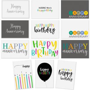 BEST PAPER GREETINGS 120 Pack Assorted Birthday and Anniversary Cards with Envelopes Bulk for Work, Wedding, Employees Appreciation, Business (12 Designs, 4x6 In)
