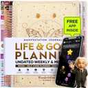 Manifestation Journal  Hourly, Weekly & Monthly Planner | 12-Month to Increase Productivity, Life Organizer & Goal Planner | Spiral Journal, Habit Tracker, Foldable Vision Board, Gift Box & Stickers (B5 (NON-DATED) 10.1" x 7.2", Vanilla)