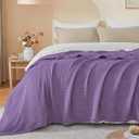 EMME Cotton Muslin Large Throw Blanket Couch Breathable Gauze Blanket Soft Lightweight Bed Blankets Adults (Purple, 50"x70")