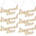 Yulejo 6 Set Wooden Reserved Row Signs for Wedding Reserved Row Seating Signs Chairs Hanging Reserved Row Wood Sign with Rope Plaques Decorative for Events Church Pews Chair Restaurants
