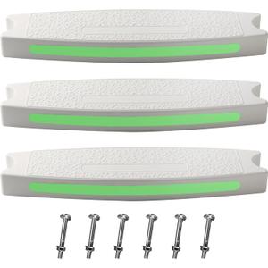 TonGass (3-Pack, White) 18" Universal Pool Ladder Step Replacement with Reflective Strip, Plastic Swimming Pool Ladder Rung Step with Stainless Steel Bolts for Inground Above Ground Pools