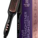 Professional Dual Voltage Hair Straightener Brush, Hair Straightening Brush w/Ions for Healthy, Anti Frizz, Flat Iron Comb w/ 16 Temps, Fast Heating, Styling Hot Dryer for Women