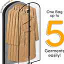 Breathable Long Clear Coat + Fur Storage Garment Bag | 54 Inch + 5 Inch Gusset | Mink, Wool, Winter, Trench Coat, Long Dress Cover | Hanging Clothes Protector
