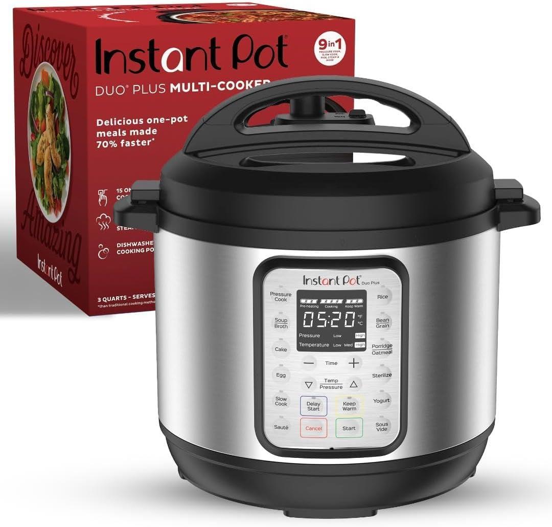 Instant Pot Duo Plus 9-in-1 Multicooker, Pressure Cooker, Slow Cook, Rice Maker, Steamer, Saut, Yogurt, Warmer & Sterilizer, Includes App With Over 800 Recipes, Stainless Steel, 6 Quarts
