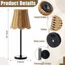 Outdoor Solar Table Lamp Rattan Wicker Lights Waterproof Scalloped Boho Table Lamps with Metal Base for Garden, Yard, Patio, Lawn Outdoor Decor Indoor Bedroom Living Room Desk