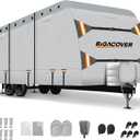 Travel Trailers RV Cover for 22-24 ft, 420D Duty Oxford PU Waterproof UV Proof Protection RV Cover with Side Zipper Windproof Straps, Vents & Travel Trailer Camper Cover Accessories