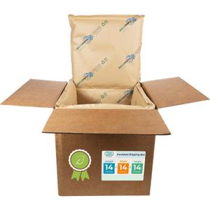 IDL Packaging 14" x 14" x 14" Insulated Shipping Box (USA-Made, 5.8-Gallon Capacity), Pack of 1 - Includes EcoMax Thermal-Paper Liners, Absorb Condensation - For Frozen Food, Meat, or Fish