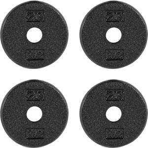 CAP Barbell Cast Iron Standard 1-Inch Weight Plate Set – Barbell Weights for Home Gym, Strength Training, and Weightlifting, 2.5 lb Set of 4, Black
