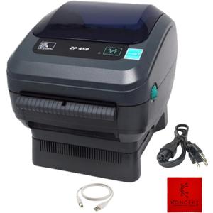 Zebra ZP450 Direct Thermal Label Barcode Printer, ZP 450 with USB 2.0 Cable & 3 Prong Cord - USB, Serial and Parallel Connectivity 203 DPI Resolution 