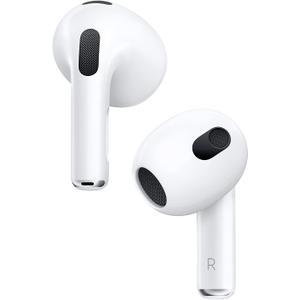 Apple AirPods (3rd Generation) Wireless Ear Buds, Bluetooth Headphones, Personalized Spatial Audio, Sweat and Water Resistant, Lightning Charging Case Included, Up to 30 Hours of Battery Life