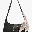 Womens Elegant Shoulder Bags Small Totes PU Leather Underarm Purse Handbag Stone Pattern Top Handle Satchel, Black