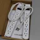 Amazon Basics Surge Protector Power Strip, 6-Outlet with 200J Protection, Circuit Breaker, LED Indicator, On/Off Switch, Wall-Mounting, 2ft Extension Cord, White, 2-Pack