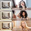 FENNIO Vanity Mirror with Lights 32"x22", Lighted Makeup Mirror, Large Vanity Mirror with Lights, Touch Sensor with 3 Color Lighting,USB Charging Port for Vanity Desk TabletopGold
