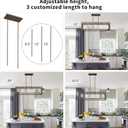 Espird Upgraded Burlywood Dining Room Light Fixture - 5 Light Rectangle Light Fixtures with Clear Glass Shade& Adjustable Height& Thickened Metal Dining Table Lights Fixture Chandeliers for DiningRoom