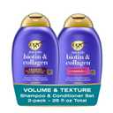 OGX Thick & Full + Biotin and Collagen for Hair Volume & Body, Sulfate Free Volumizing Shampoo & Conditioner Set for Fine & Thinning Hair, Nutrient-Infused, Vitamin B7, 13 fl. oz, 2 Pack