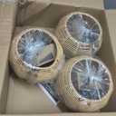 3 Pack Wicker Pendant Light Natural Woven Pendant Light Boho Chandelier Light Fixture Dome Rustic Farmhouse Pendant Lights Rattan Light Fixture for Dining Room Kitchen Island (Bulb Incl.), 8.7 inches x 6.3 inches