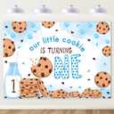 Mocsicka Cookie First Birthday Party Backdrop Cookies and Milk 1st Birthday Background Boys First Birthday Party Decorations Banner Photo Studio Props (7x5ft)
