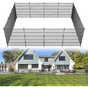 15 Panels No Dig Decorative Outdoor Garden Fence for Yard, 32 in(H) X 35.4 ft(L) Animal Barrier Fencing Rustproof Metal Wire Panel Border for Dog, Rabbits, and Patio Temporary Ground Stakes