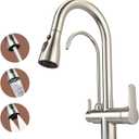 Kitchen Sink Faucet with Pull - Down Sprayer, 2 - Handle 3 - in - 1 Kitchen Sink Filter Faucet, Cold and Hot Mixer Drinking Water Faucet (3-in-1 Filter Faucet, Brushed Nickel-1)