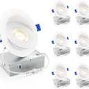 Ensenior 6 Pack 4 inch 5CCT LED Gimbal Led Recessed Light with Junction Box, 360°+90° Adjustable Directional Eyeball Lighting, Dimmable, 2700K/3000K/3500K/4000K/5000K, 950LM, 10W=85W-ETL&FCC