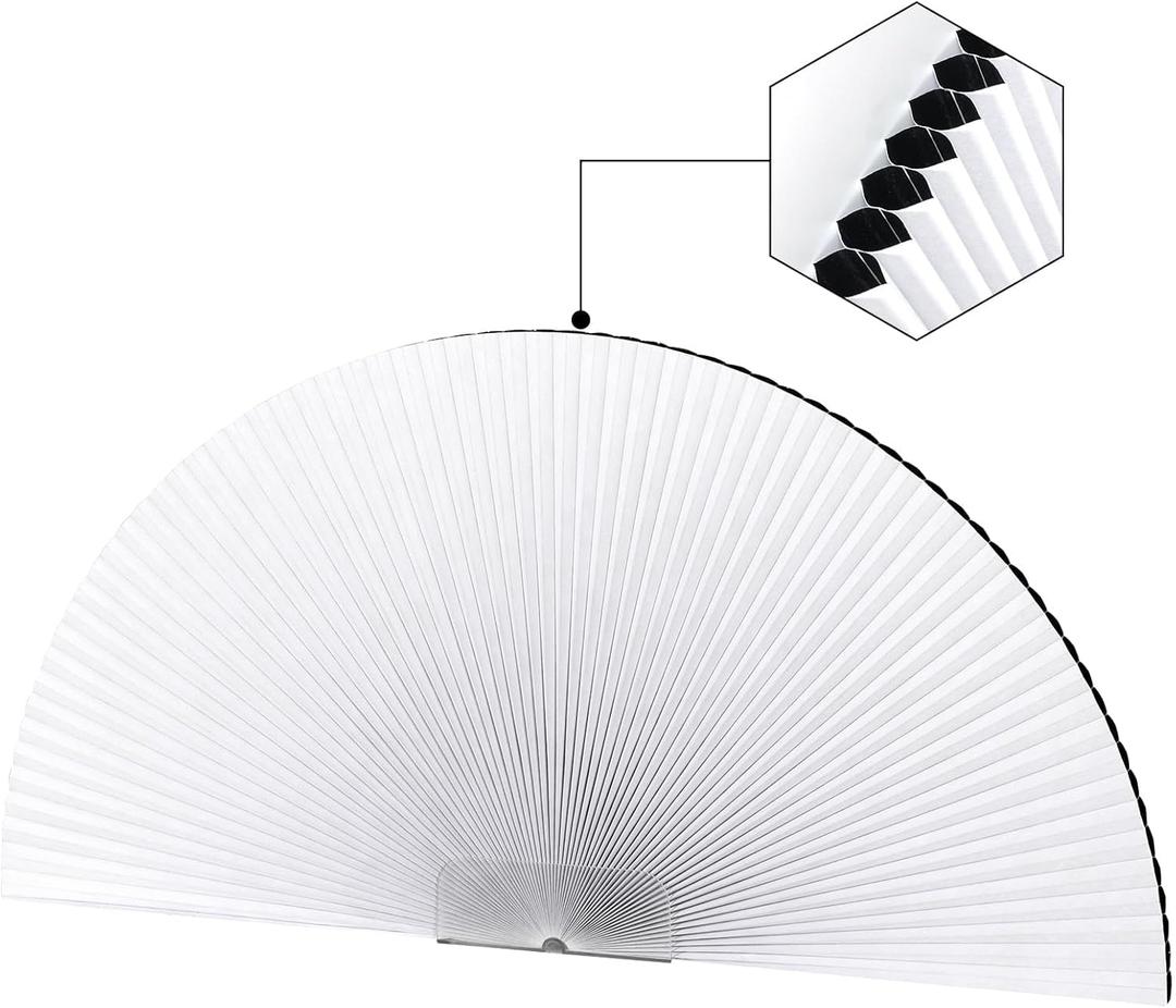 Arch Window Shades Blackout Half Circle Cellular Shades, Pleated Blinds Half Moon Window Shades for Semi Circle Windows, Easy Cut and Install, (Radius: 36", White)