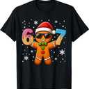 Funny Gingerbread Six Seven 67 Ice Cream Drip Christmas Boys T-Shirt, 4 T toddler