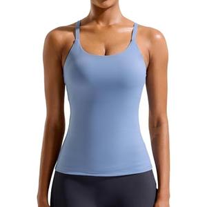 RUNNING GIRL Yoga Tank Tops for Women Built in Shelf Bra B/C Cups Strappy Back Activewear Workout Compression Tops Size (Small)