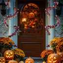 33ft Halloween Tinsel Garland Decor with Funny Pumpkin Black Spider Purple Bats Metallic Twist Garland Wire Hanging Decorations for Home Tree Fireplace Mantle Indoor Outdoor Party