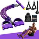 Pedal Resistance Band with Handle, Aturien Adjustable Powerful 4-Tube Elastic Bands for Exercise, Multifunctional Foot Pedal Puller, Home Workout Equipment for Legs Arms Abs
