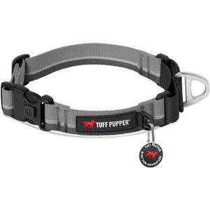 Tuff Pupper Martingale Collar for Dogs | Gentle Nylon Limited Cinch is Perfect for Training | Durable Locking Buckle | Reflective for Safer Night Walking | Sizing for All Breeds (Black, Medium)