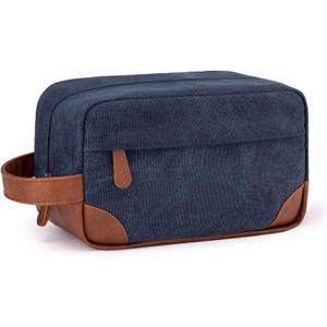 Vorspack Toiletry Bag Hanging Dopp Kit for Men Water Resistant Canvas Shaving Bag with Large Capacity for Travel - Navy Blue (Medium, Navy Blue)