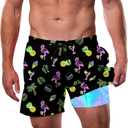 Cozople Men's Swim Trunks with Compression Liner 5.5" Inseam Quick Dry Bathing Suit Boxer Brief Lined Swim Shorts Swimwear (S)